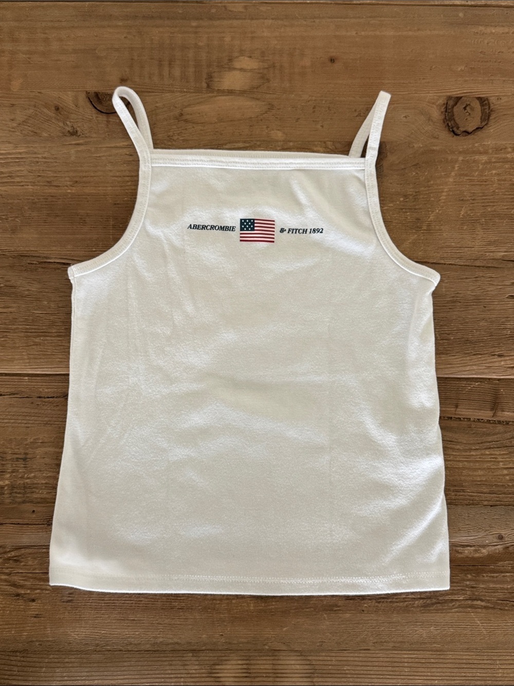Abercrombie & Fitch White Strap Tank with Flag Logo